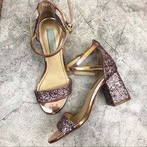Betsey Johnson {rose gold/pink glitter} heels